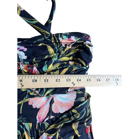 Anthropologie Maeve Gabriela Ruffled Black Floral Maxi Sweetheart Neck Dress L - Picture 3 of 16